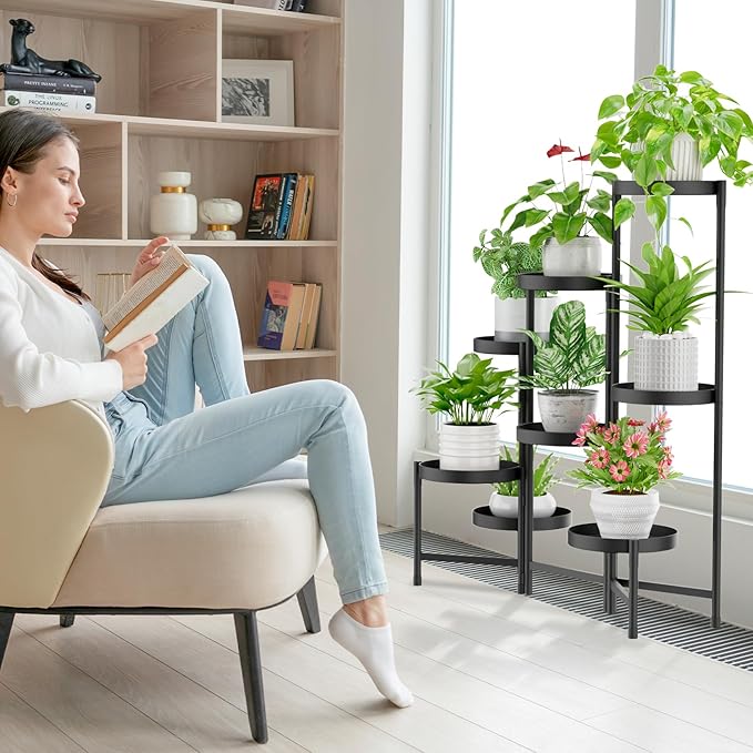 iDavosic.ly Plant Stand Indoor Outdoor, 8 Tier Metal Corner Shelf, Folding - Image 6