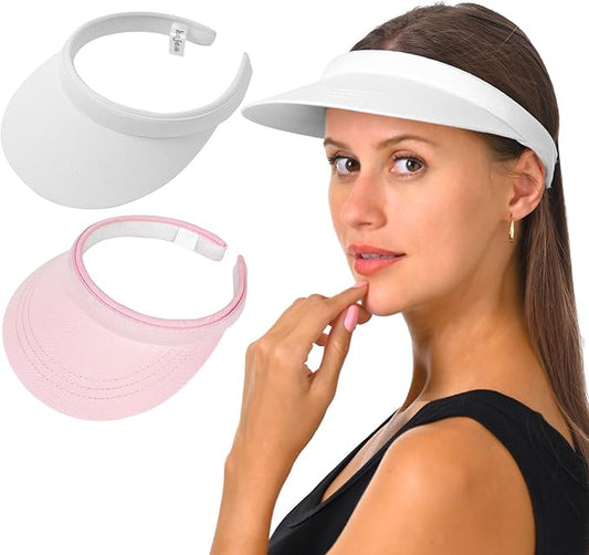 2 Pack Visor Women Men Sun Hat Clip On Visors Adjustable Sport Wide Brim Cap