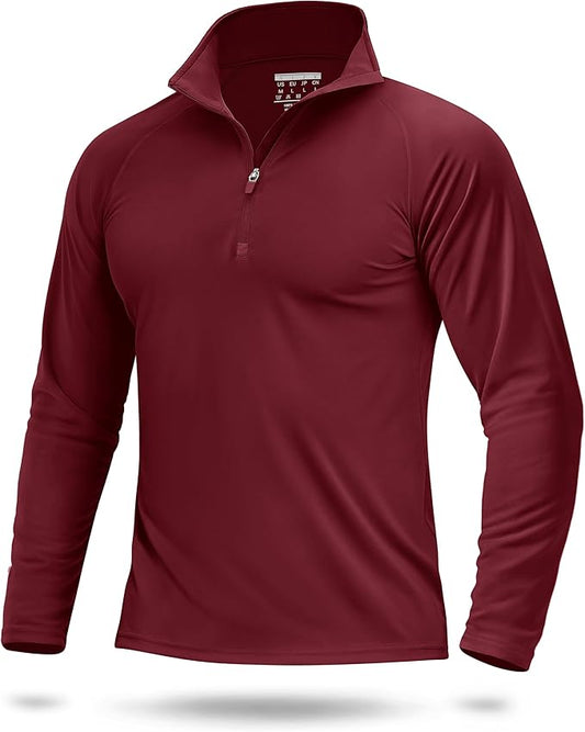 Boladeci Men's UPF 50+ Sun Shirts 1/4 Zip Long Sleeve SPF UV Protection Lightweight Quick Dry Quarter Zip Golf Shirts