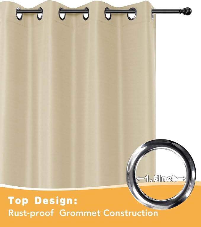 HolidayIdeas Outdoor Curtains for Patio Waterproof 2 Pcs 54x95 Inch Cream | - Image 4