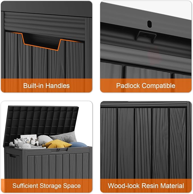 46 Gallon Outdoor Deck Box, Resin Waterproof Storage Box - Image 4