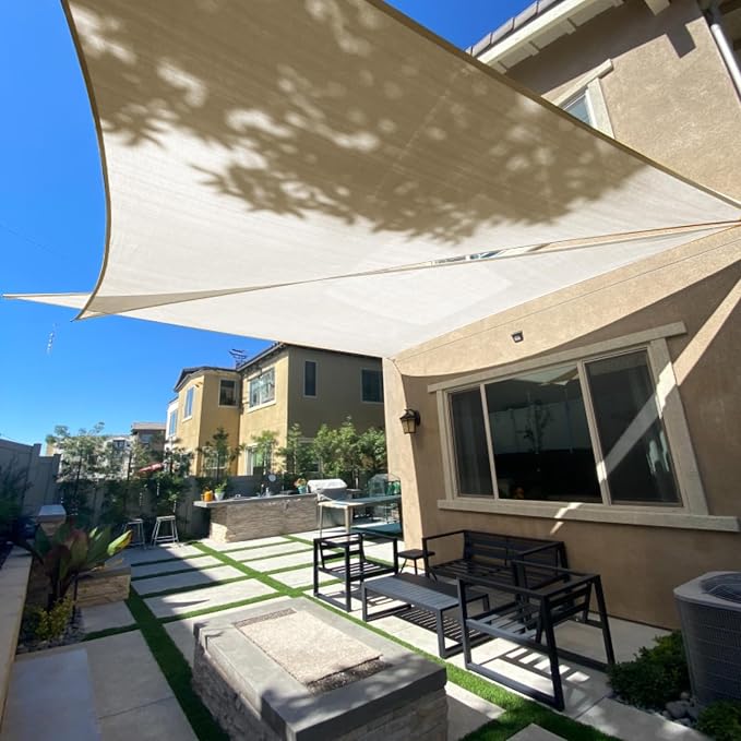 Sun Shade Sail 12'x14'x18.4' Butter Cream Triangle Custom Size | 95% UV Block by SUNLAX
