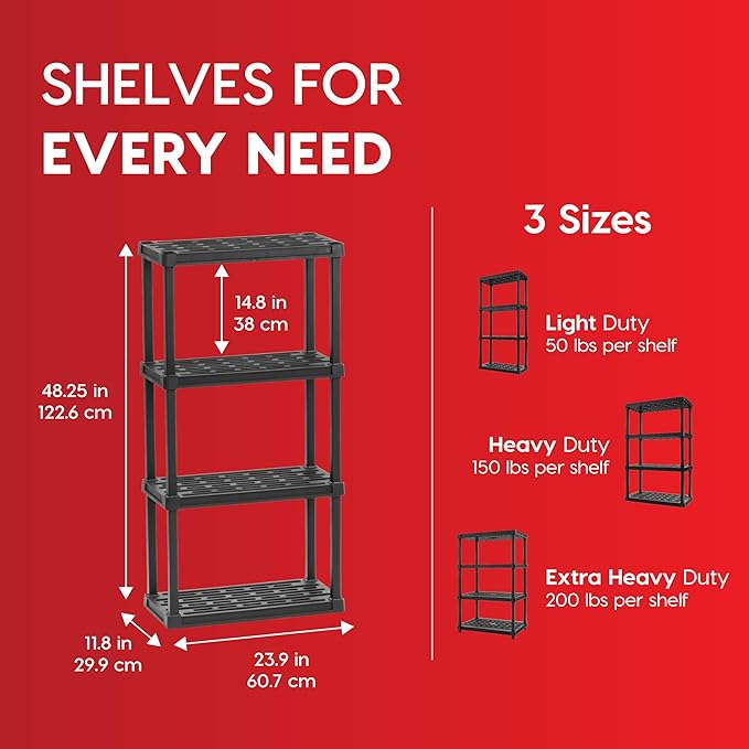 IRIS USA Plastic Storage Shelves |Made in USA| 48"H x 24"W x 12"D - Image 2