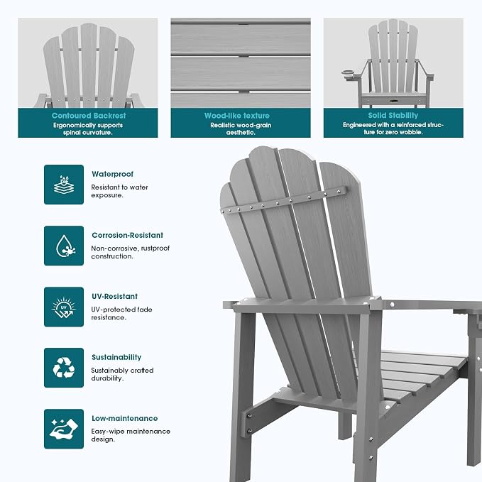 THOEOE Stackable Adirondack Chair Set of 6, Fire Pit Chairs, Space Saving - Image 6