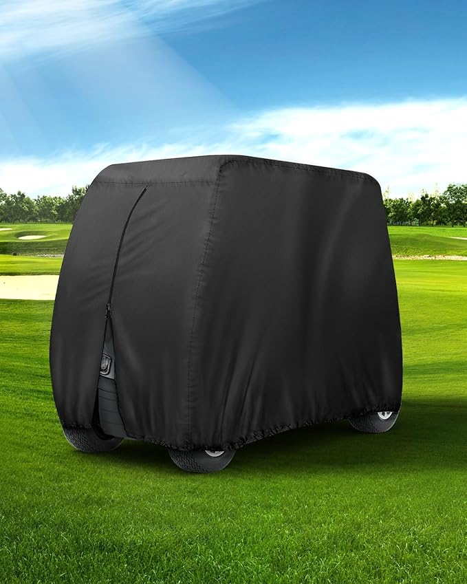 Golf Cart Cover 6 Passenger Heavy Duty, 420D Waterproof Golf Cart Covers Extended Roof Compatible with EZ GO Club Car Yamaha Golf Carts, Outdoor Dustproof 6 Seat Club Car Cover (Up to 138 Inch)