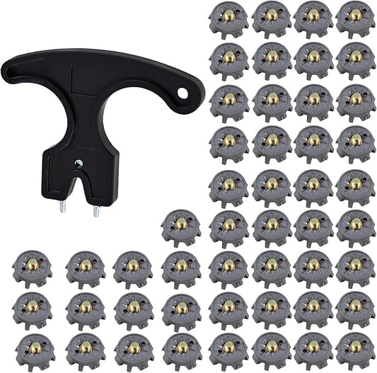 51 Pcs Golf Spikes Set – 50 Golf Shoe Cleats Replacements with 1 Spanner, 6mm Metal Thread Screw Compatible with Cricket Shoes & Footwear