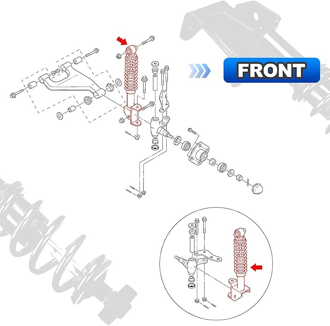 Front Golf Cart Shock Absorbers Heavy Duty with Springs Compatible with 2007-2016 Yamaha Drive G29 Gas & Electric Golf Carts Passenger and Driver Side Replace# JW2-F3390-00-00 JW2-F3350-00（BLACK）