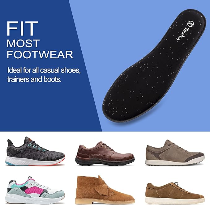 3 Pair -Shoe Inserts for Womens Memory Foam Insoles,Replacement Insoles for Work Boots Running Shoes, Cushion Shock Absorbing for Foot Pain Relief, Comfort Breathable Inner Soles Black 41EU,US10