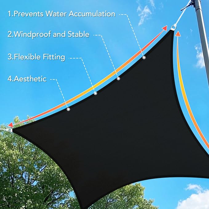 Shade&Beyond Custom Sun Shade Sail 8'x10'RectangleSun Sail Shades Patio UV - Image 3