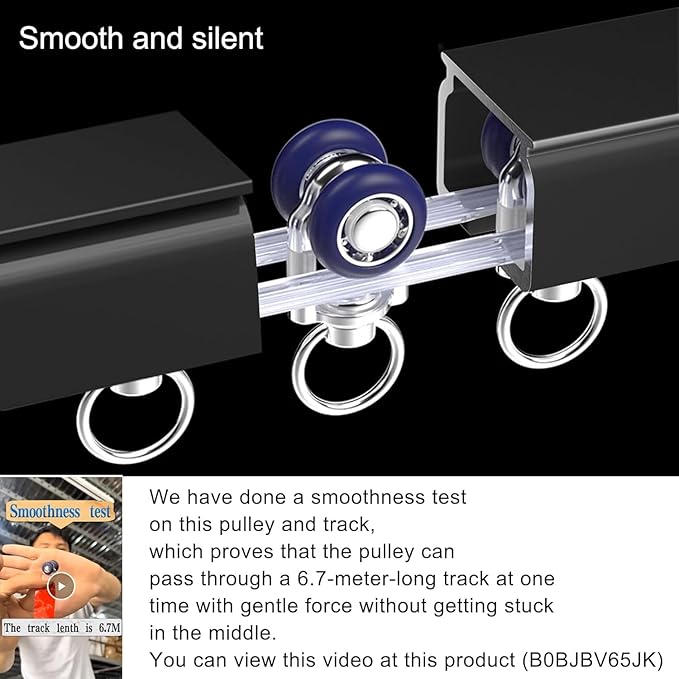 Aluminum Alloy Silent Curtain Tracks Ceiling Or Wall Mounted Curtain Rail Drapes Rail Room Dividers Sliding Curtain Rail (black, 4.5m(2.25m*2))