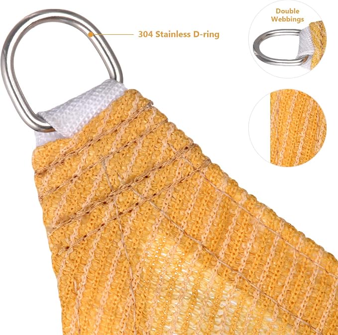 Eden's Decor Straight Flat-Edged Sun Shade Sail Rectangular 16' x 21' Wheat - Image 2