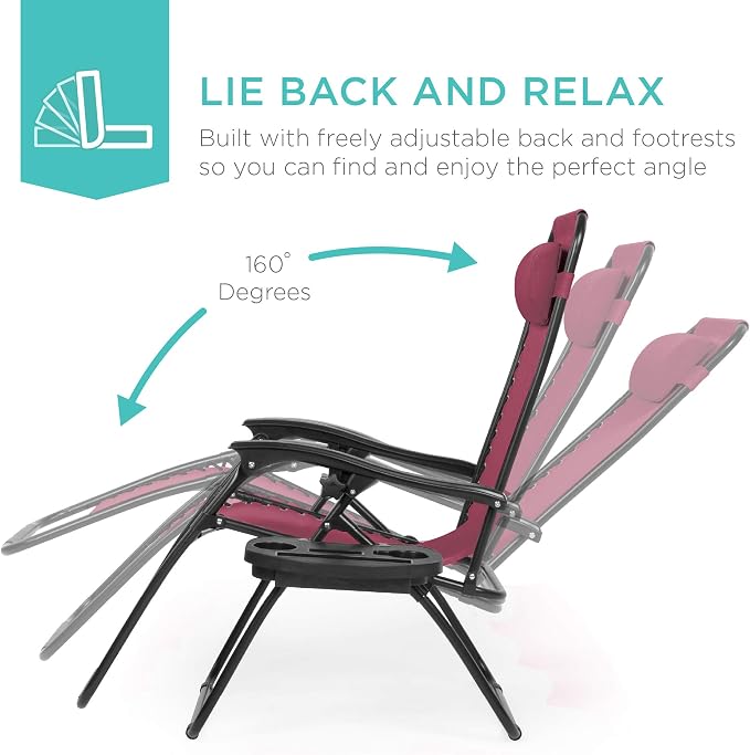 Best Choice Products Set of 2 Adjustable Steel Mesh Zero Gravity Lounge Chair - Image 4
