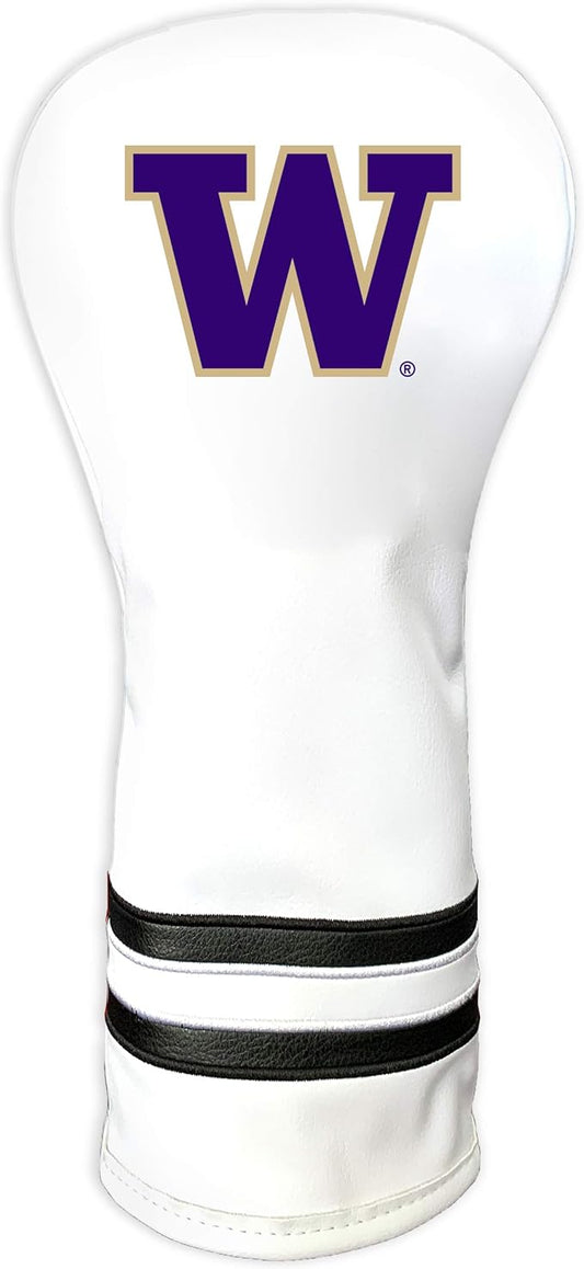 Team Golf NCAA White Vintage Fairway Golf Club Headcover, Form Fitting Design, Retro Design