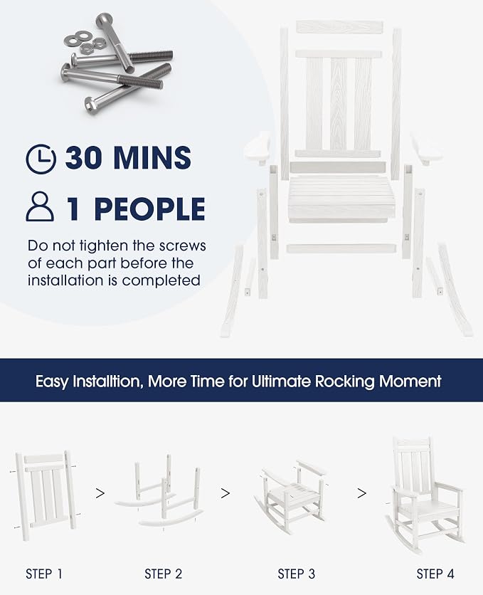 Oversized Outdoor Rocking Chair, HDPE Patio Rockers - Image 9