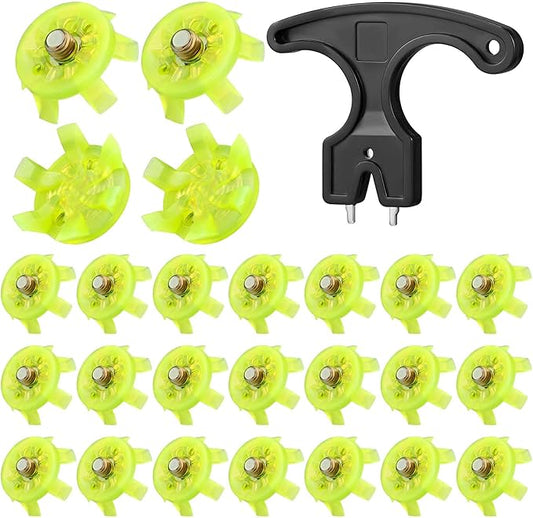 Cozypower 31 Pcs Golf Spikes Set Includes 30 Pcs Golf Cleats Replacement Black Cleats Spanner Metal Thread Screw 6 mm Dia Spike Tool for Lawn Cricket Shoe Player Lover(Green)