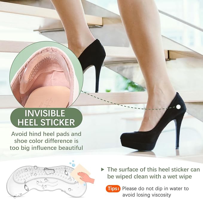 6 Pairs Heel Pads for Shoes That are Too Big: Heel Grips for Womens - Soft High Heel Comfort Pads for Loose Shoes - Stop Heel Pain - Blisters