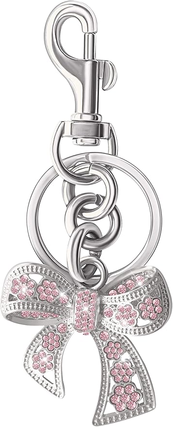 Sparkly Bow Bag Charm Rhinestone Bow Purse Charms Bows Keychain Women Bag Charm for Handbag