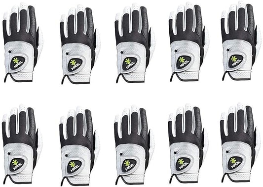 HIRZL Trust Control 2.0 Golf Gloves, All Weather Mens Golf Glove, White/Black, Kangaroo Leather Palm, Cabretta Leather Backhand, Trusted by Pro’s, Sweat Free, Ultimate Grip