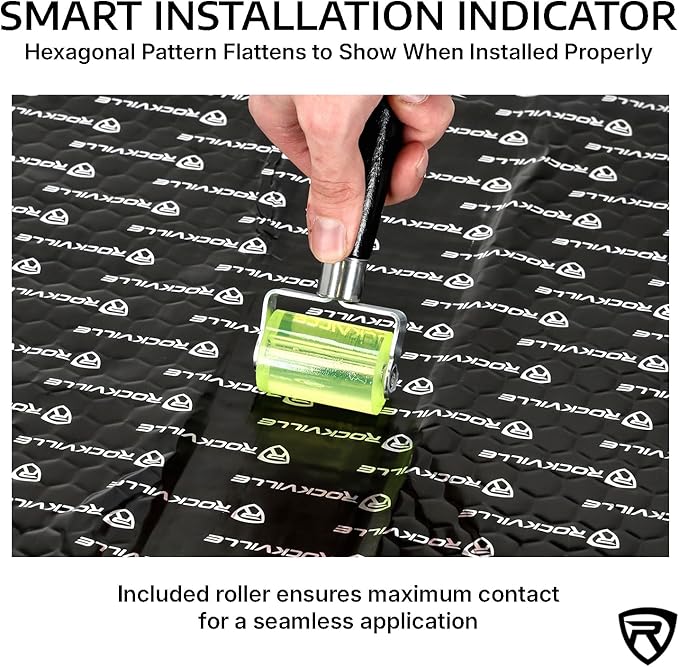 Rockville RockMat 15-25 2.5MM 100 MIL Sound Deadener Car Kit, 15.5 Sq Ft, 14 Flat Sheets, Roller Included, Heat Resistant, for Cars, Boats, UTVs, ATVs, Studios