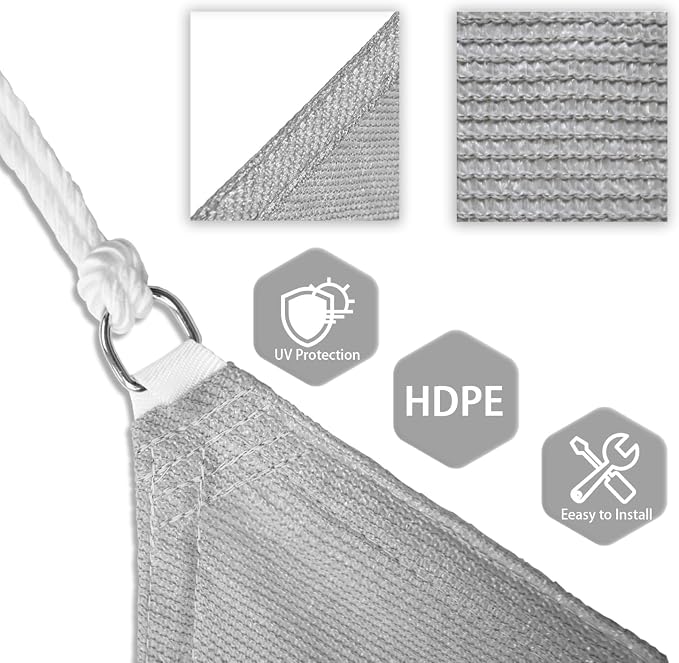 Patio Paradise 6' x 6' x 5'10" Sun Shade Sail Triangle Canopy, Permeable Shade - Image 3