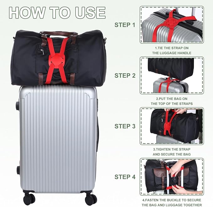 Adjustable Luggage Straps, Suitcase Elastic Strap Bag Bungee with Buckles Travel Accessories - Fitting for(Travel/Add A Bag/Securing Luggage), 27-66 Inch & 2Pcs & Orange