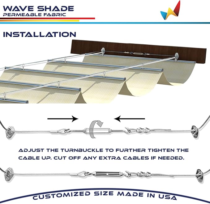 Windscreen4less 3' x 27' Retractable Sun Shade Canopy Cover Sliding Wave Shade - Image 6