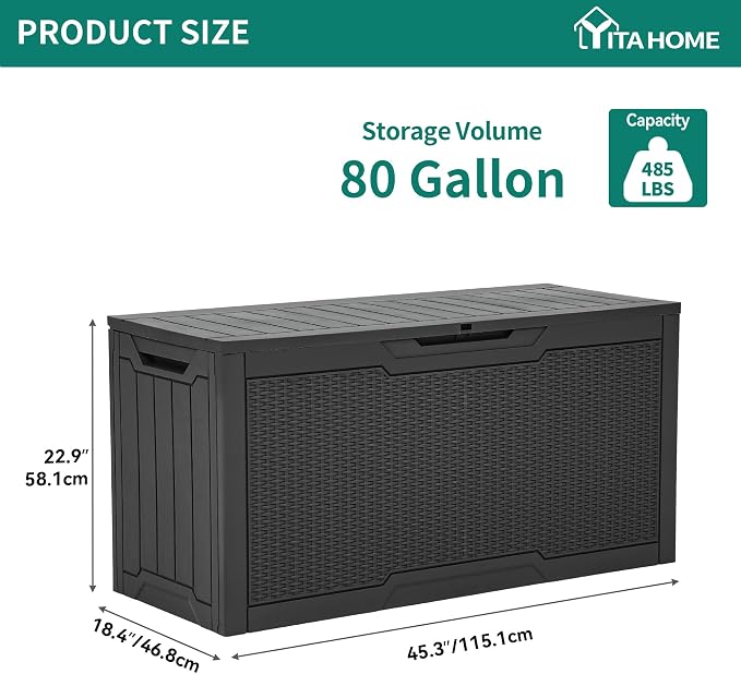 YITAHOME 80 Gallon Outdoor Storage Box | Large Water Resistant Resin Deck Box - Image 6