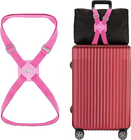 ZINZ Luggage Strap, High Elastic Suitcase Belt Adjustable Bag Bungees for Easier Travel，Pink
