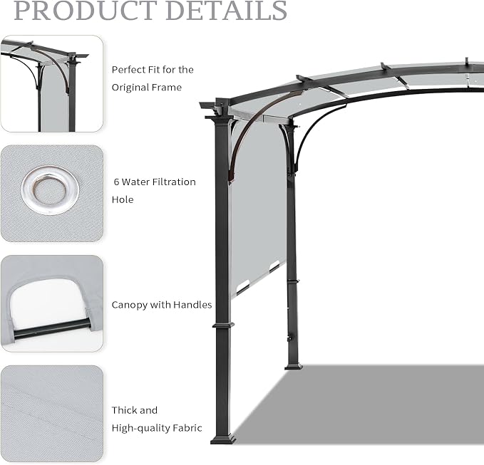 200x103 in Pergola Canopy Replacement Shade Cover Only, Compatible - Image 4