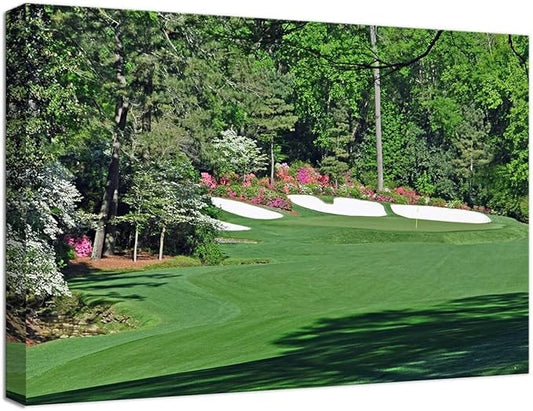 Augusta Golf Course Wall Art for Living Room Bedroom Bathroom Home Decorations Golf Art Golf Course Poster Picture Framed Artwork Canvas Prints Framed Ready to Hang(12''H x 16''W)