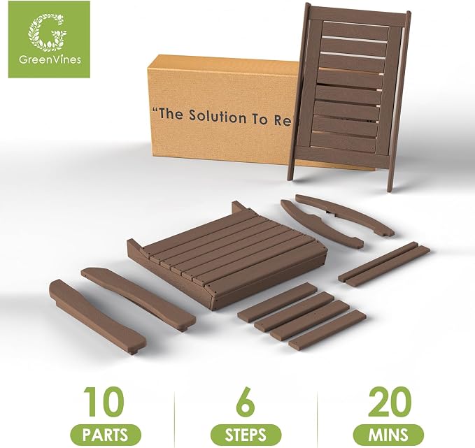 GREENVINES Outdoor Rocking Chairs Set of 2, HDPE Rocker, Dark Brown | Wood - Image 8