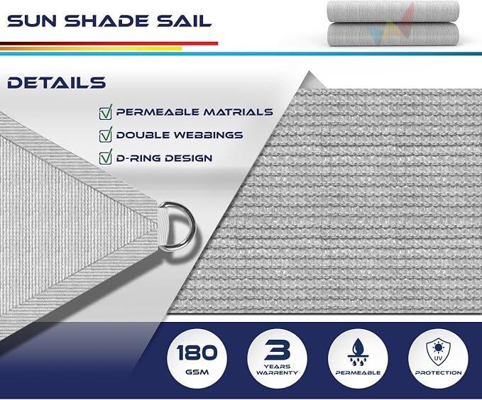 Windscreen4less 15' x 15' x 15' Sun Shade Sail Triangle Outdoor Canopy Cover UV - Image 3