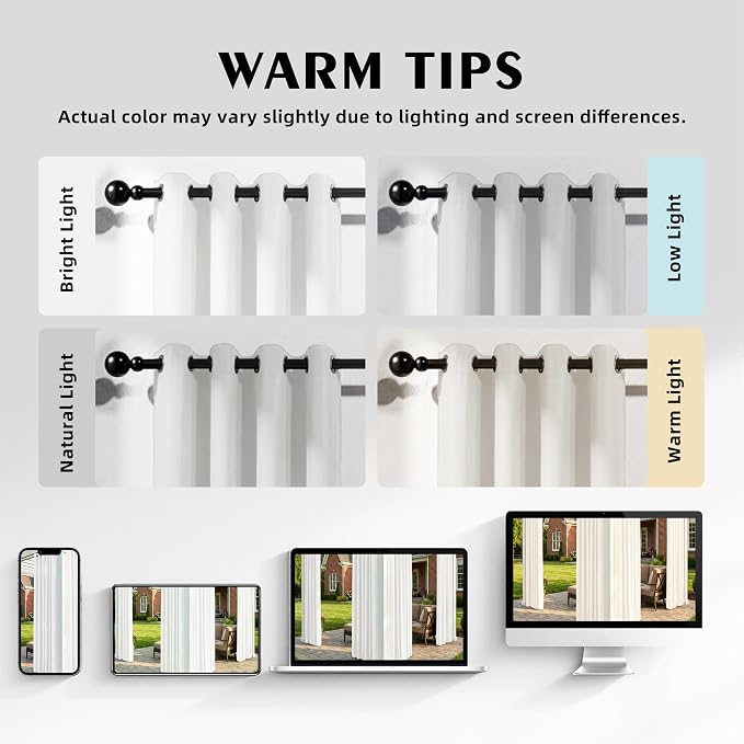 Set of 2 Outdoor Curtains for Patio Waterproof, Breathable Grommet Panels for - Image 5