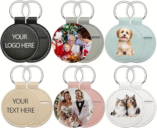 10Pack Personalized Leather Keychain Bulk, Custom Handmade Leather Key Chain Ring for Men/Women/Company Events