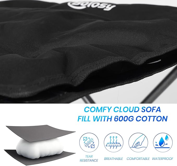 Camping Stool with Removable Padded Folding Outdoor Stool Camping Stool Padded Oversized Ottoman Camping Chair Foot Rest Camp Stool Folding Stools