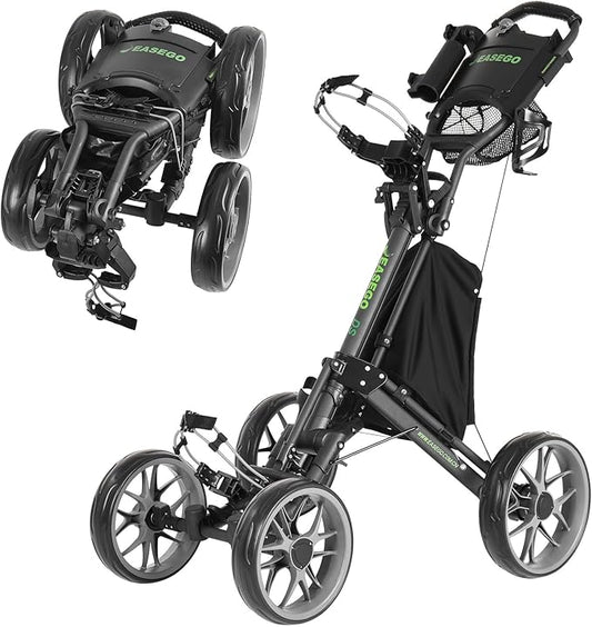 Golf Push Cart 4 Wheel : Golf Walking Carts with Phone Holder/Cup Holder/Umbrella Holder/Foot Brake/Cooler Basket 3 Wheel Superlite Golf Pull Cart All-Terrain Golf Caddy Carts