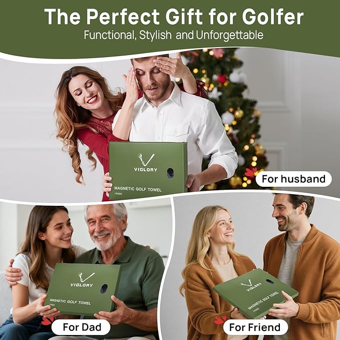 Magnetic Golf Towel for Bag 18" x 18" with Clip Exclusive Cleaning Pocket Microfiber Waffle Ultra Absorbent Club Ball Cleaner Essential Golf Accessories and Gifts for Men Women(Red 1 Pack)