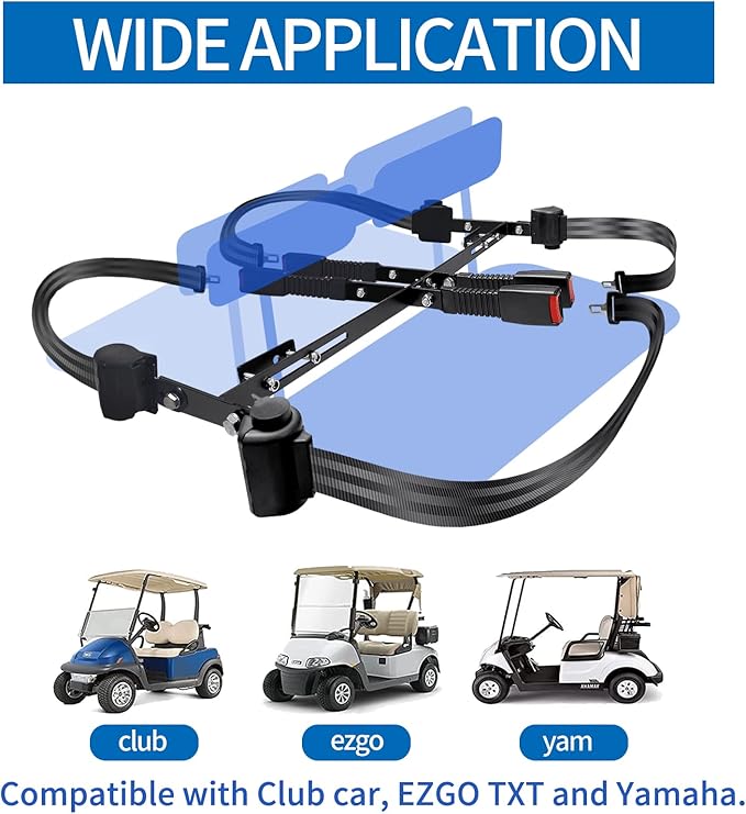 Retractable Golf Cart Seat Belt Bracket Kit for EZGO, Club Car, Yamaha