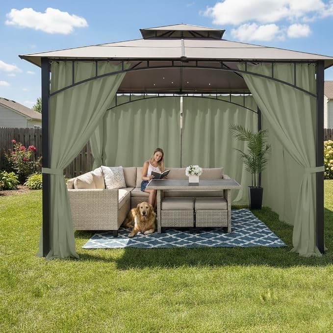 Outdoor Curtains for Patio Waterproof Rod Pocket 4 Pcs 54x95 Sage Green | - Image 6