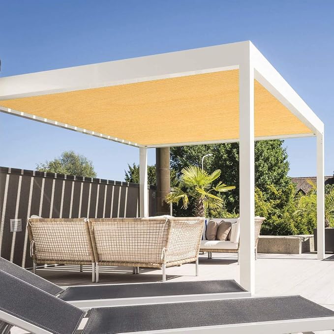 Eden's Decor Straight Flat-Edged Sun Shade Sail Rectangular 6' x 14' Wheat - Image 5