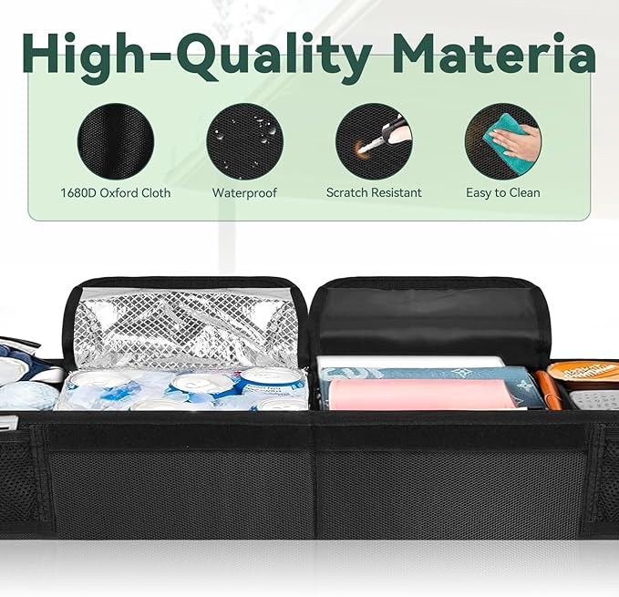 Golf Cart Storage Organizer, Golf Cart Front Storage Basket with Insulated Compartment No-Drilling Golf Cart Basket Compatible with EZGO, Club Car, Kandi Electirc Golf Carts