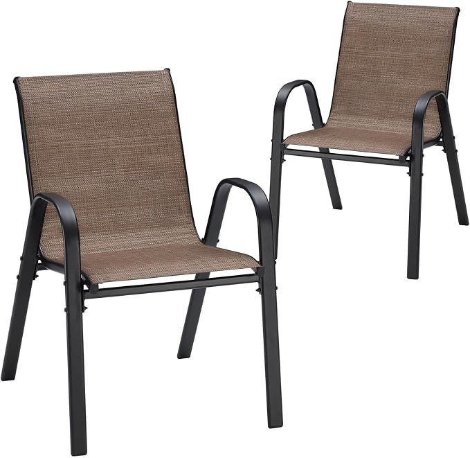 Patio Chairs Set of 2, Stackable Outdoor Chairs by Ningering