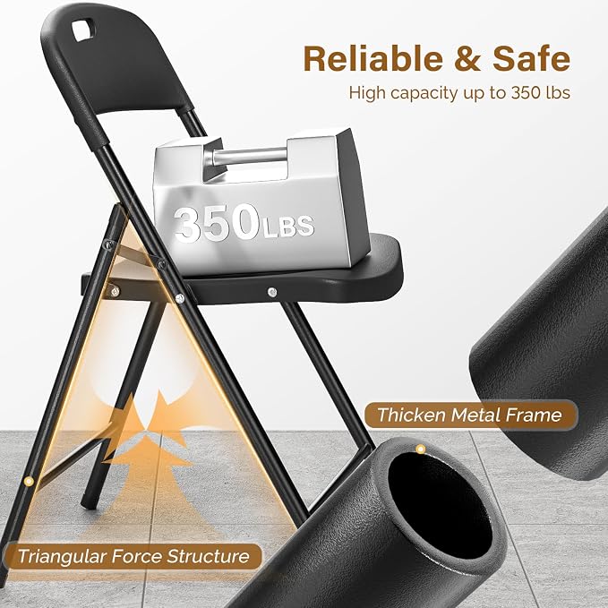 Bonnlo 2-Pack Black Plastic Folding Chairs, Portable Seat - Image 6