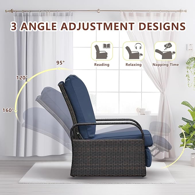 Indoor Outdoor All-Weather PE Wicker Adjustable Reclining Lounge Chair - Image 4