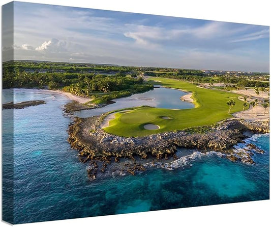 Punta Espada Golf Club Wall Art for Living Room Bedroom Bathroom Home Decorations Punta Espada Golf Course Picture Poster Framed Artwork Ready to Hang(12''H x 16''W)