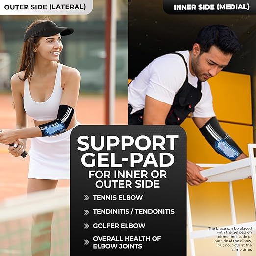 DR. BRACE® Elite Elbow Brace Support, Breathable Elbow Compression Sleeve with Gel Pad for Golfer's, Tennis Elbow & Tendonitis Treatment & Pain Relief 2024 (A Black-White, Small)