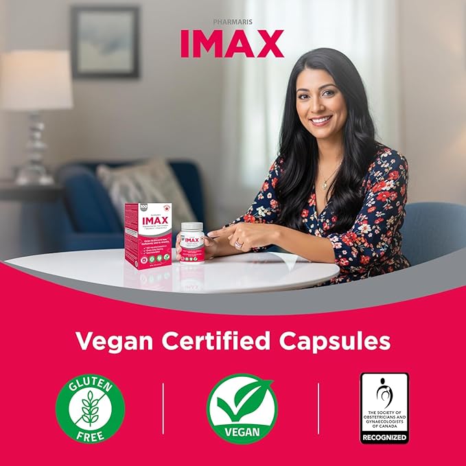 IMAX Iron Supplement 150 mg, Vitamin C 250 mg & B12 1000 mcg, Iron Supplement Treatment for Women & Men, Once Daily, 100 Capsules