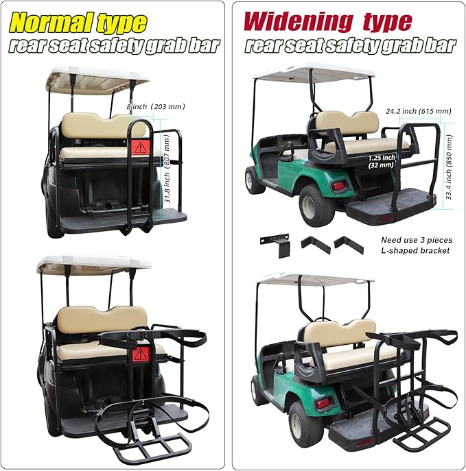 Roykaw Universal Golf Cart Rear Seat Bag Holder Compatible with EZGO/Club Car/Yamaha Golf Cart with Rear Seat Grab Bar, Upgrade 3rd Generation - Don't Occupy The Rear Seat/No Drilling Required