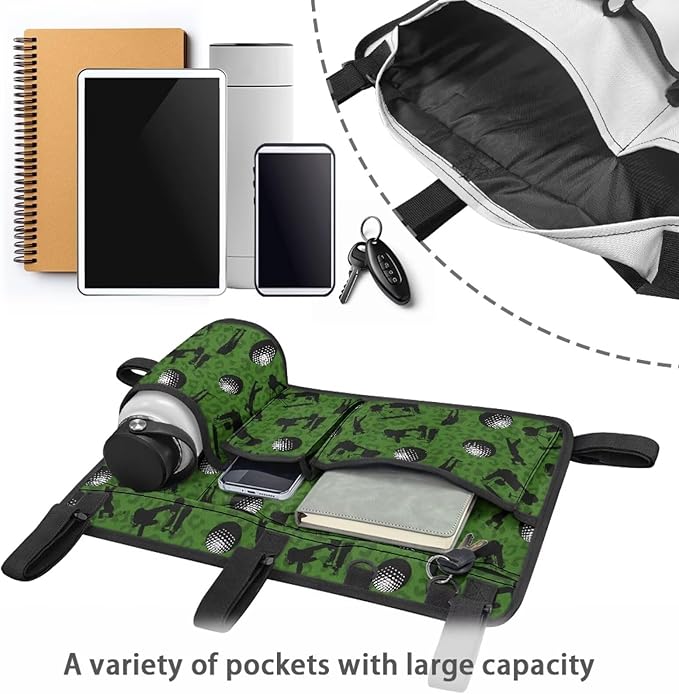 Golf Ball Golf Cart Rear Seat Organizer Universal No Drilling Storage Bag Lightweight Accessories