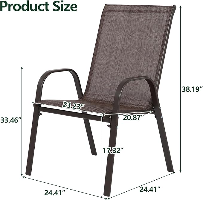Majnesvon Outdoor Patio Chairs Set of 4, Stackable Patio Chairs, Front Porch - Image 2